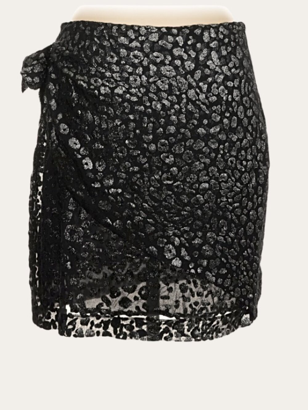 IRO Paris Metallic Leopard Wrap Mini Skirt Silk Blend Sarong Detail EU 40 US 8 - Picture 4 of 7